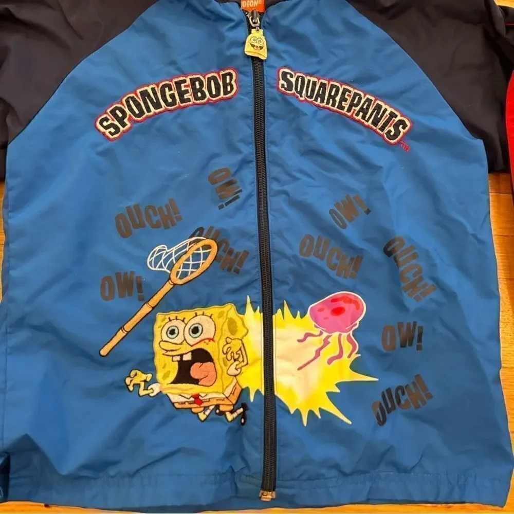 SpongeBob SquarePants vintage 2002 blue embroidered zip up hooded jacket